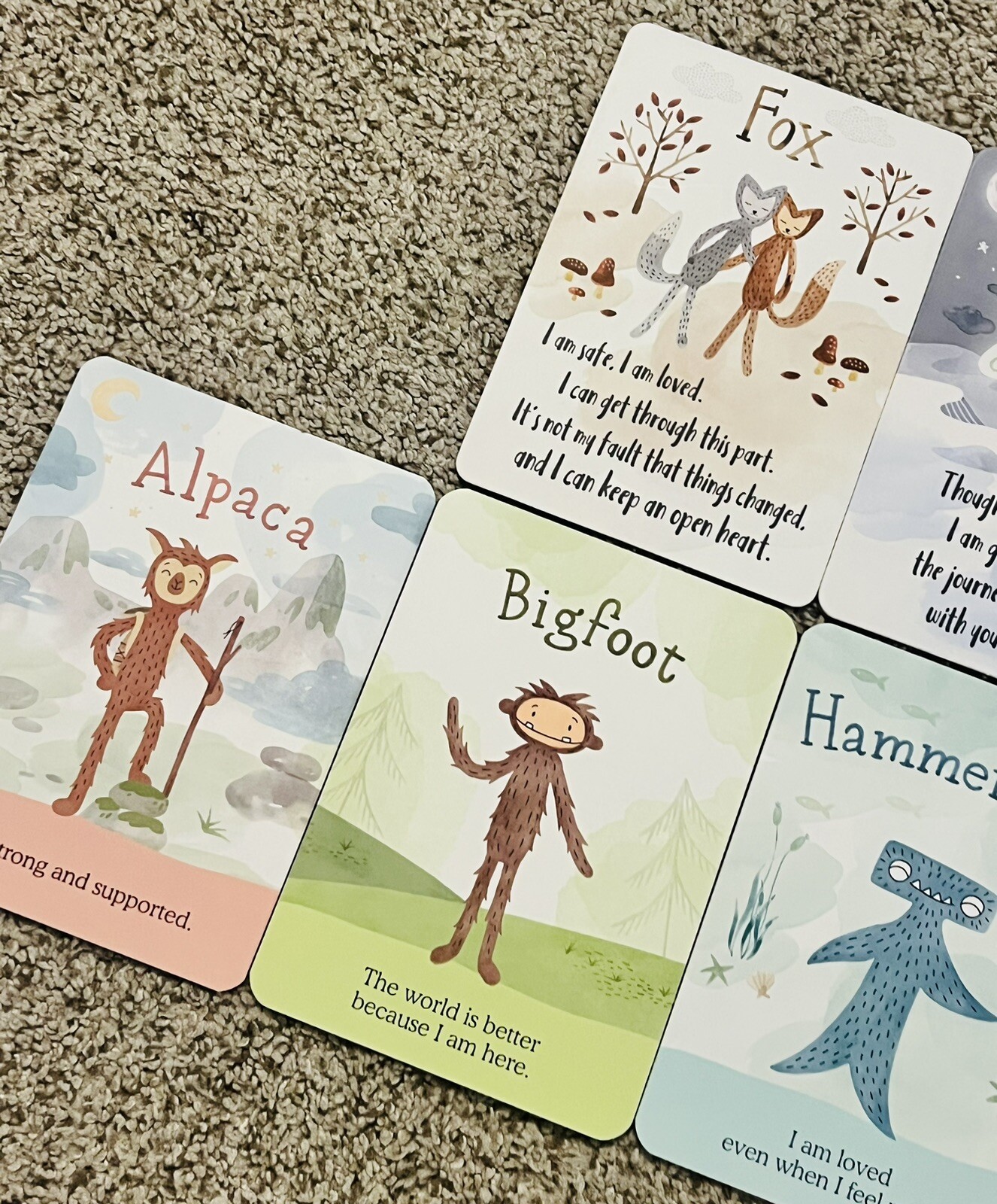 Slumberkins Affirmation Board Cards Lot Bigfoot Narwhal Hammerhead Fox Alpaca