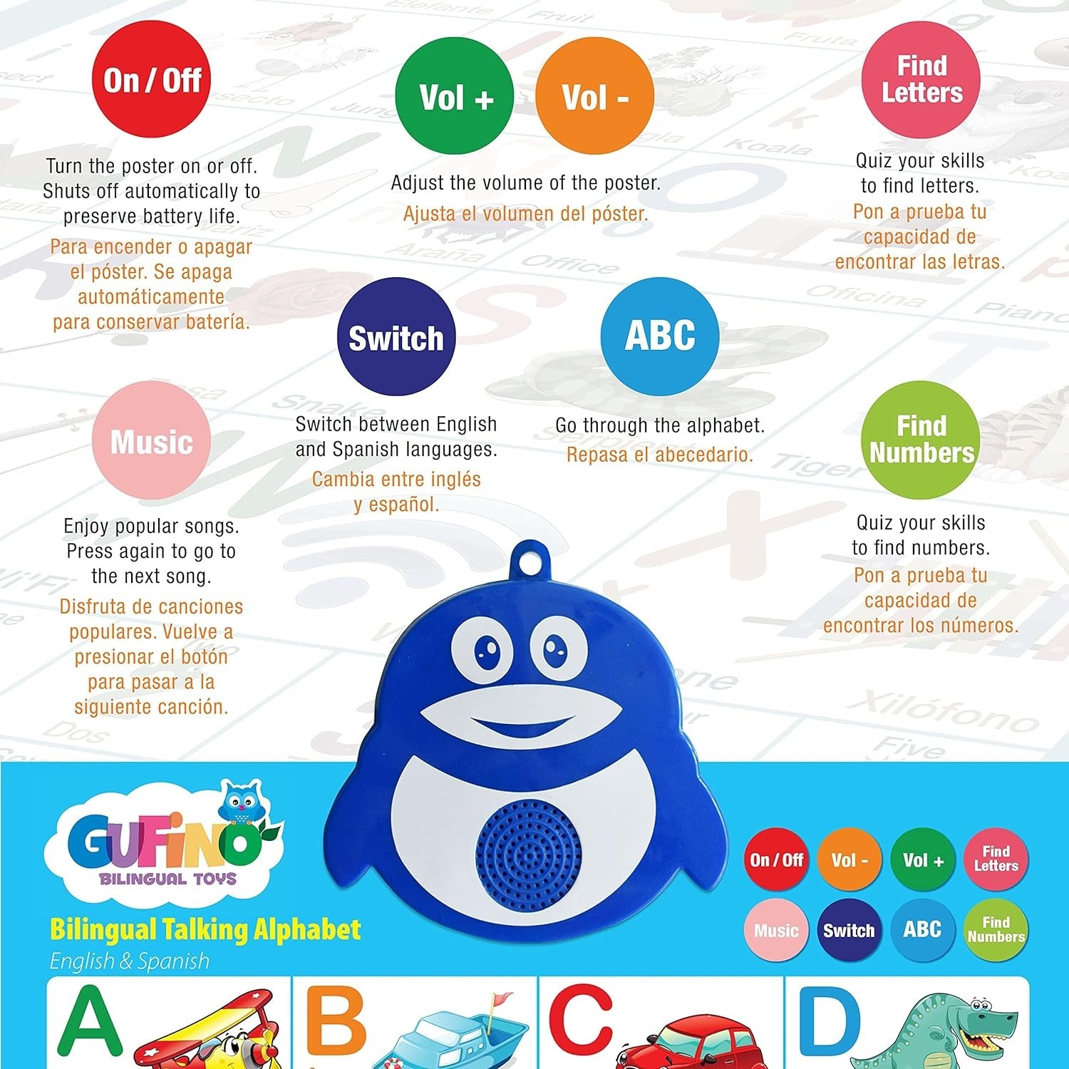 Toddler Bilingual ABC Learning Chart with Touch Buttons – Fun and Engaging
