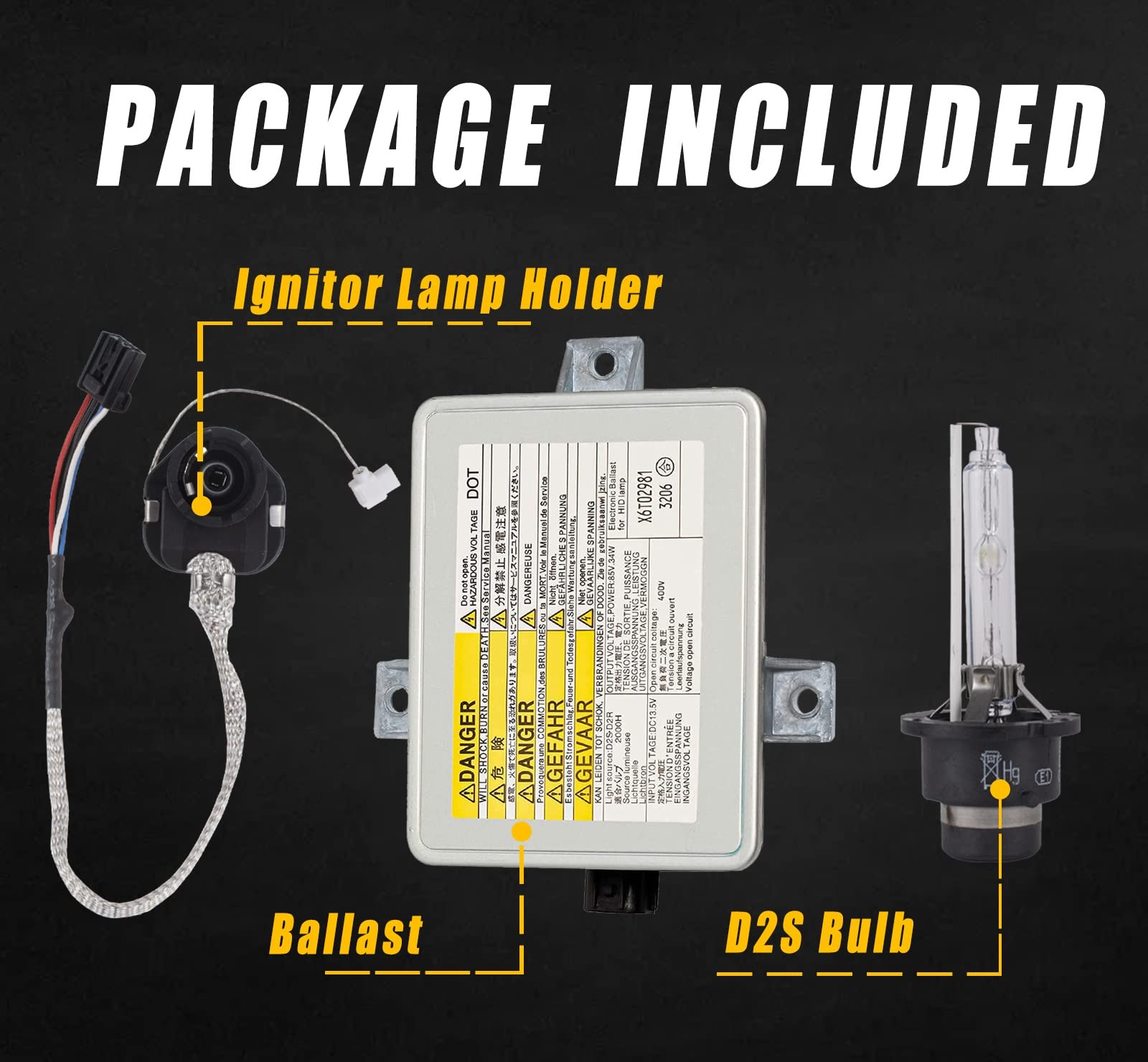 Boine Xenon HID Headlight Ballast with Igniter, D2S Bulb Assembly Silver