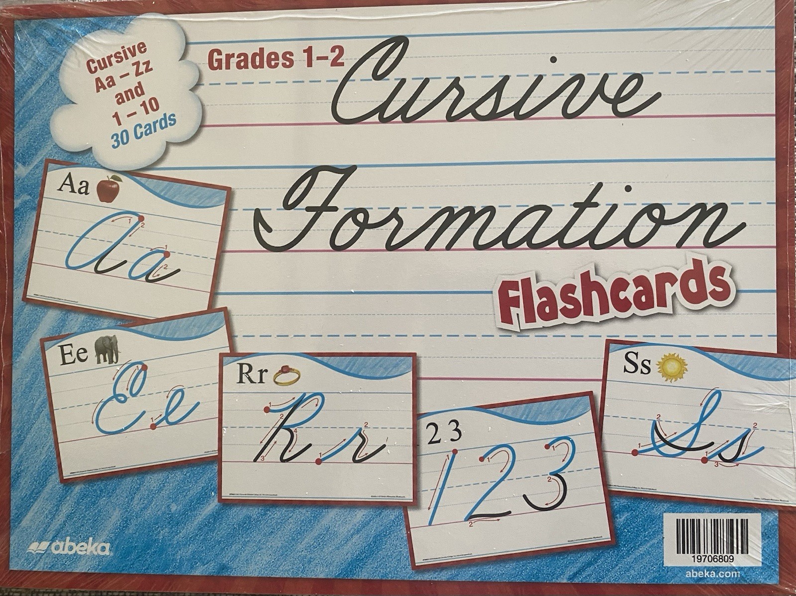 Abeka Grades 1-2 Cursive Formation Flash Cards A-Z & 1-10, 30 Cards