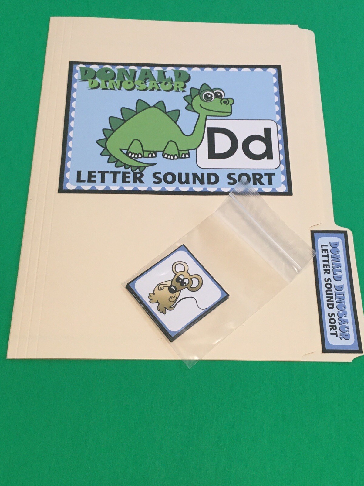 Donald Dinosaur – Letter Dd – DIY File Folder game – Printed / Uncut