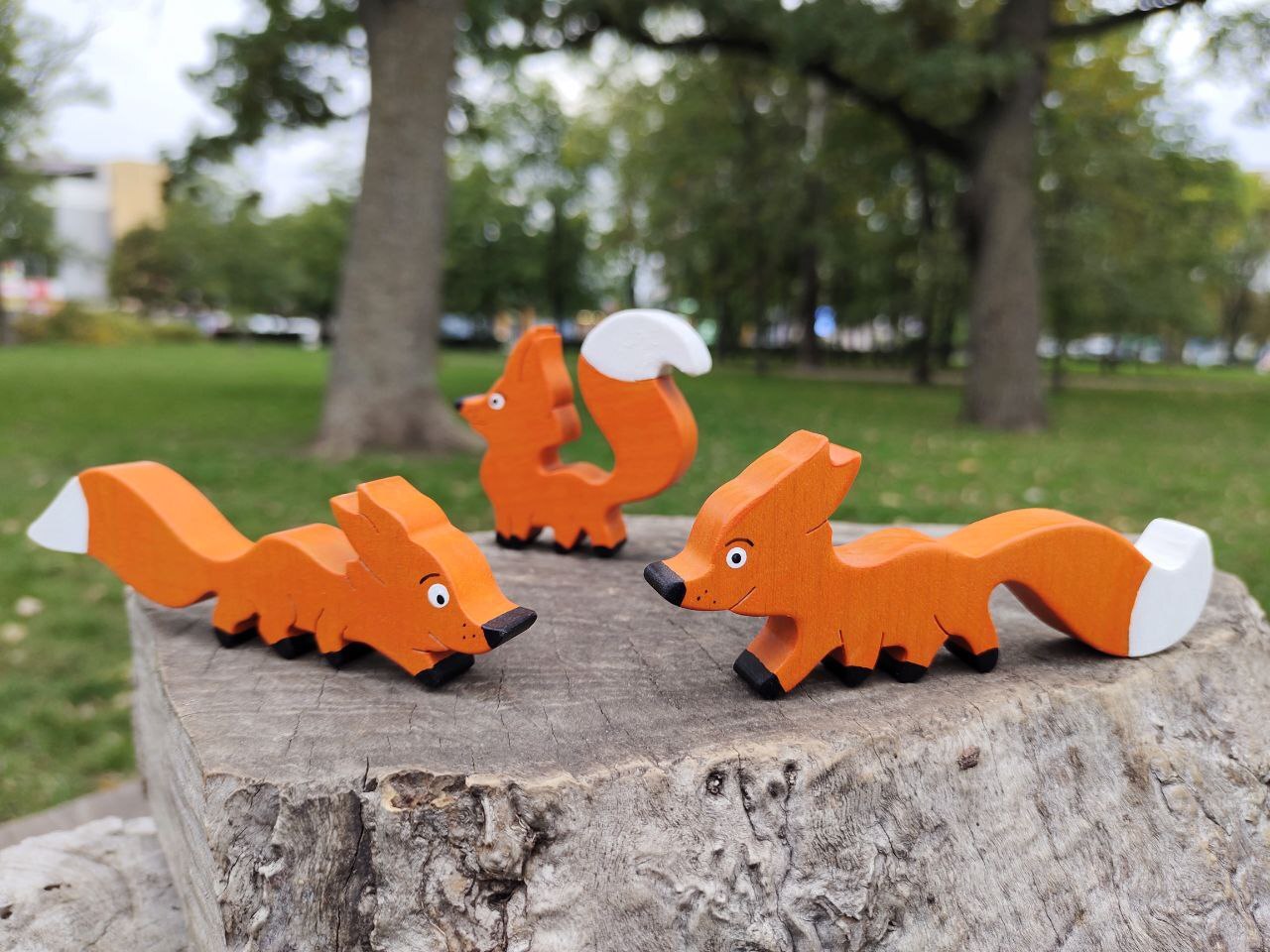 Wooden Toy Fox Family, Educational Toy