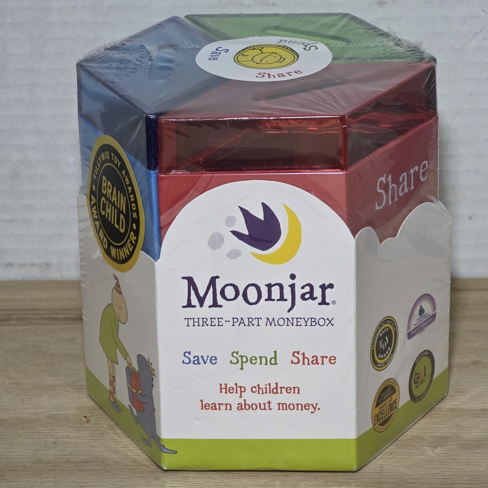 Moonjar Three-Part Moneybox Save Spend Share Money Management Toy New Sealed