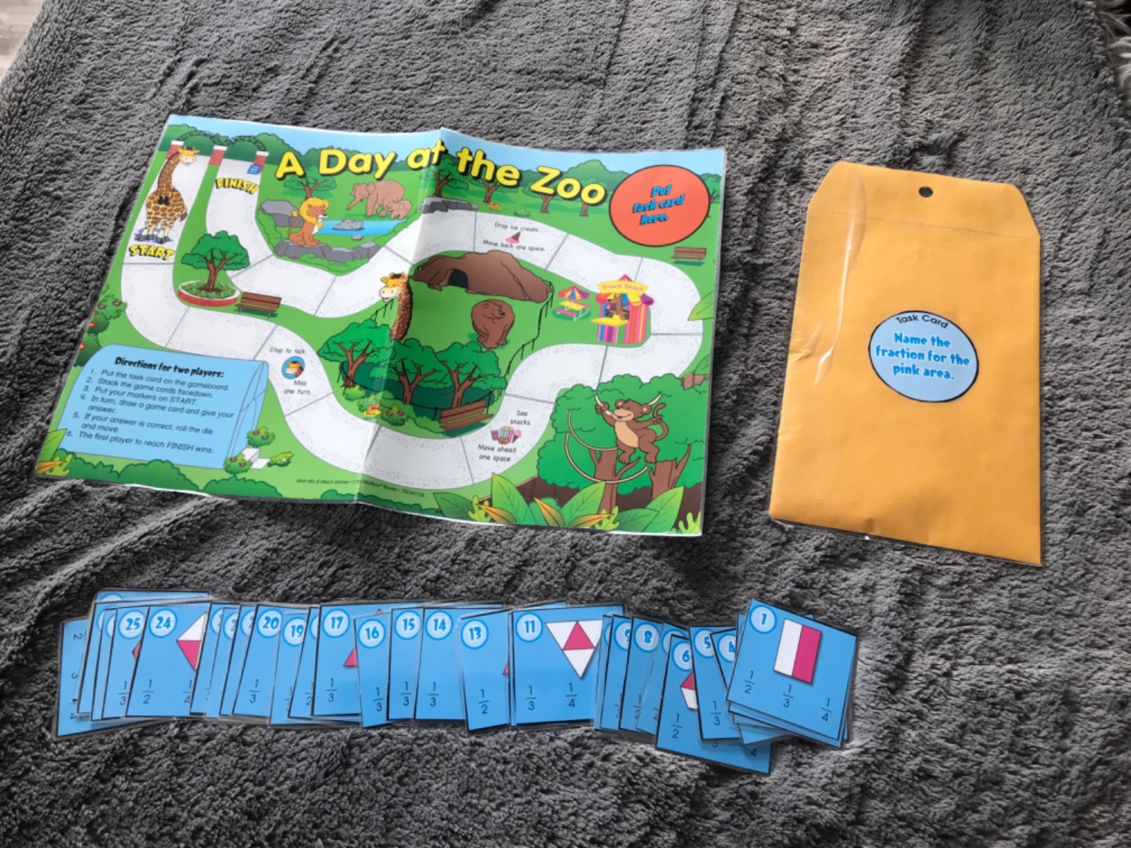 A Day at the Zoo! Fractions math mailbox teacher game resources 1st gr