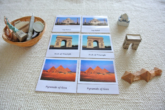 Montessori Around the World 5 Part Cards with Miniatures Educational Toy