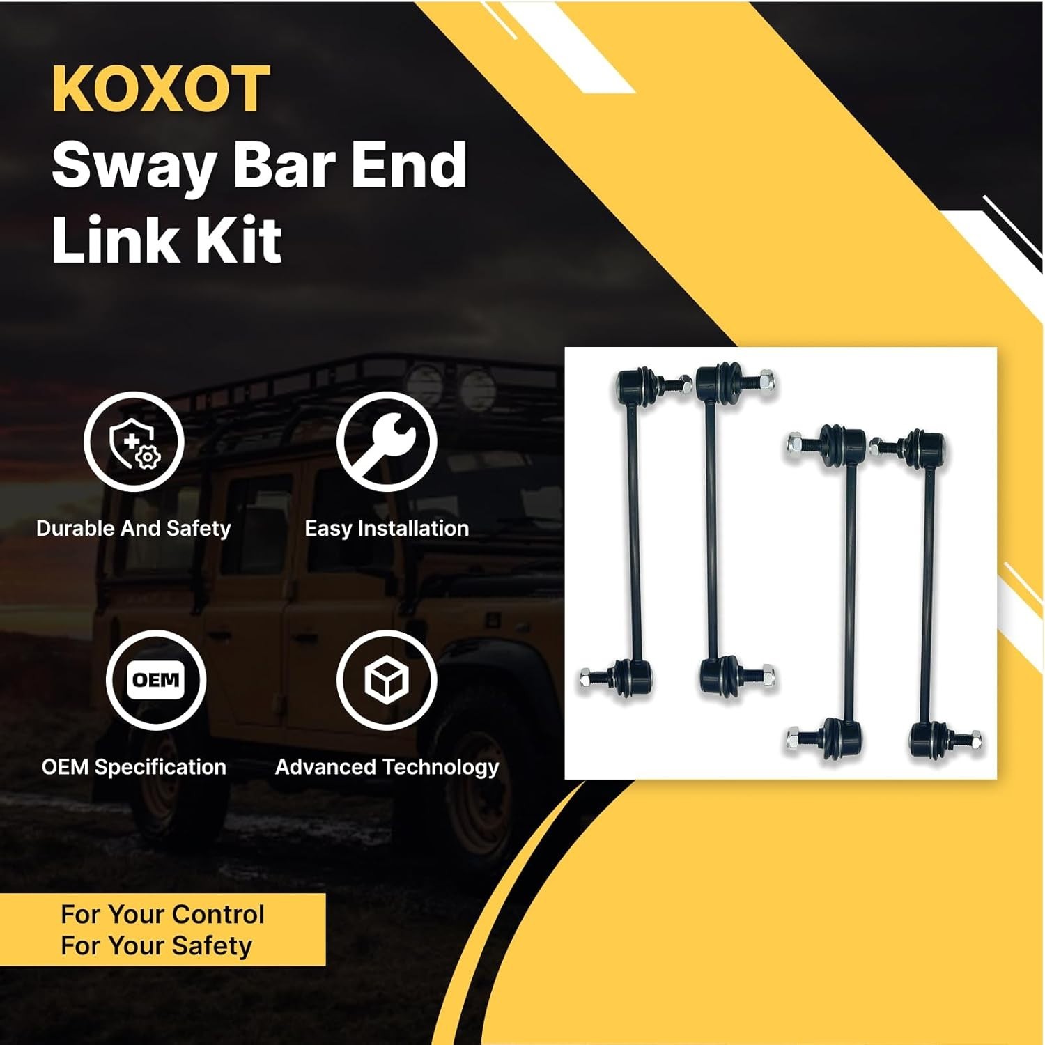 K750123 K750011 4Pcs Front & Rear Stabilizer Sway Bar Links Fit for Toyota Camry