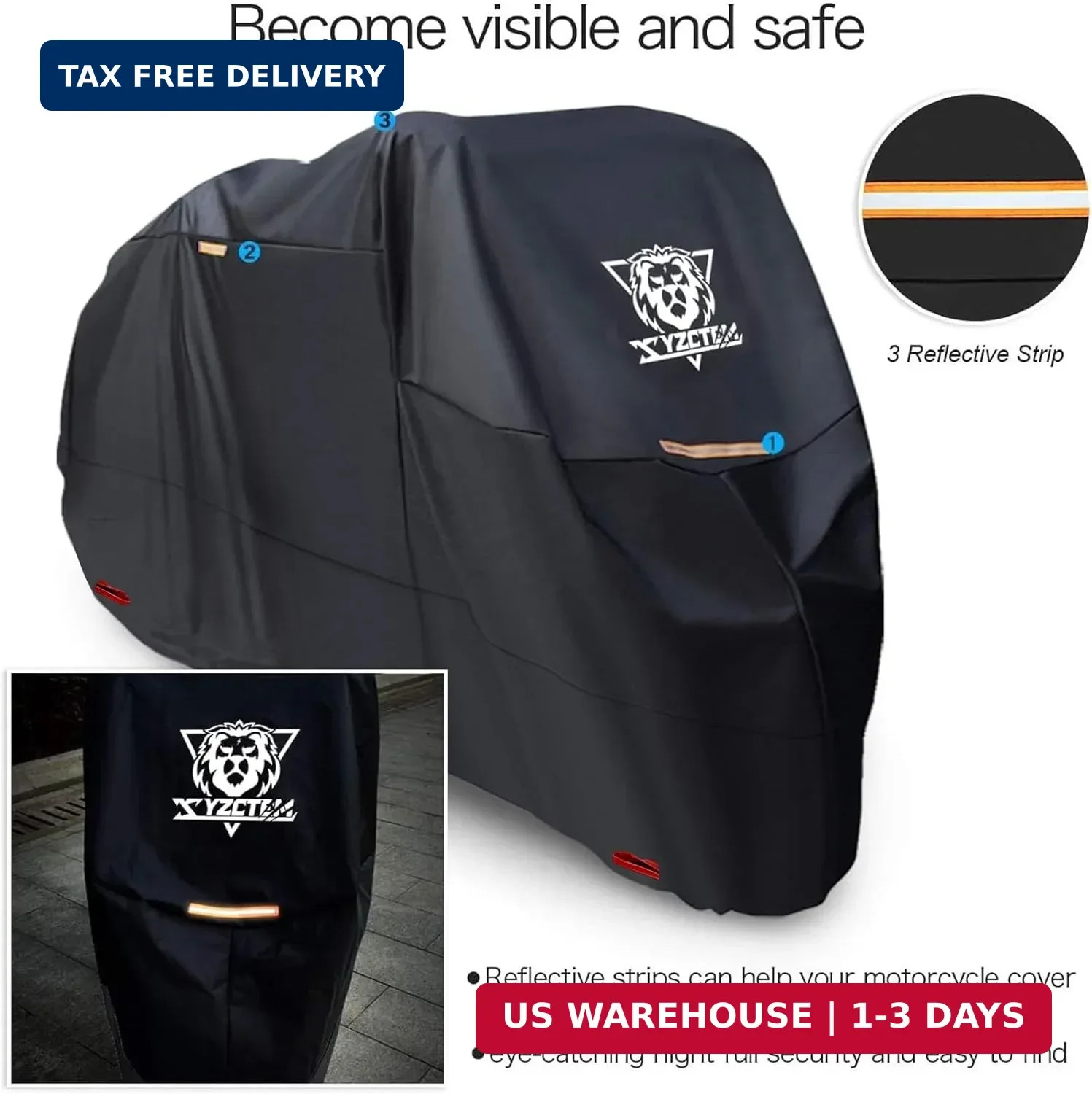 XYZCTEM Motorcycle Cover -Waterproof Outdoor Storage Bag,Made of Oxford Material