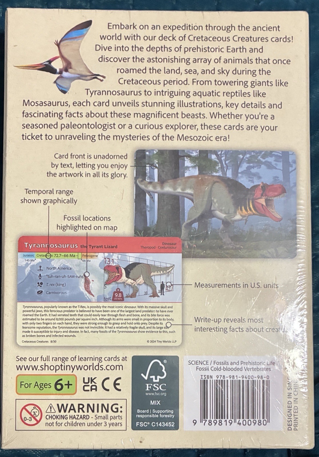 Dinosaur Dynasties: Cretaceous Creatures Cards, Set of 30 Learning Flash Cards