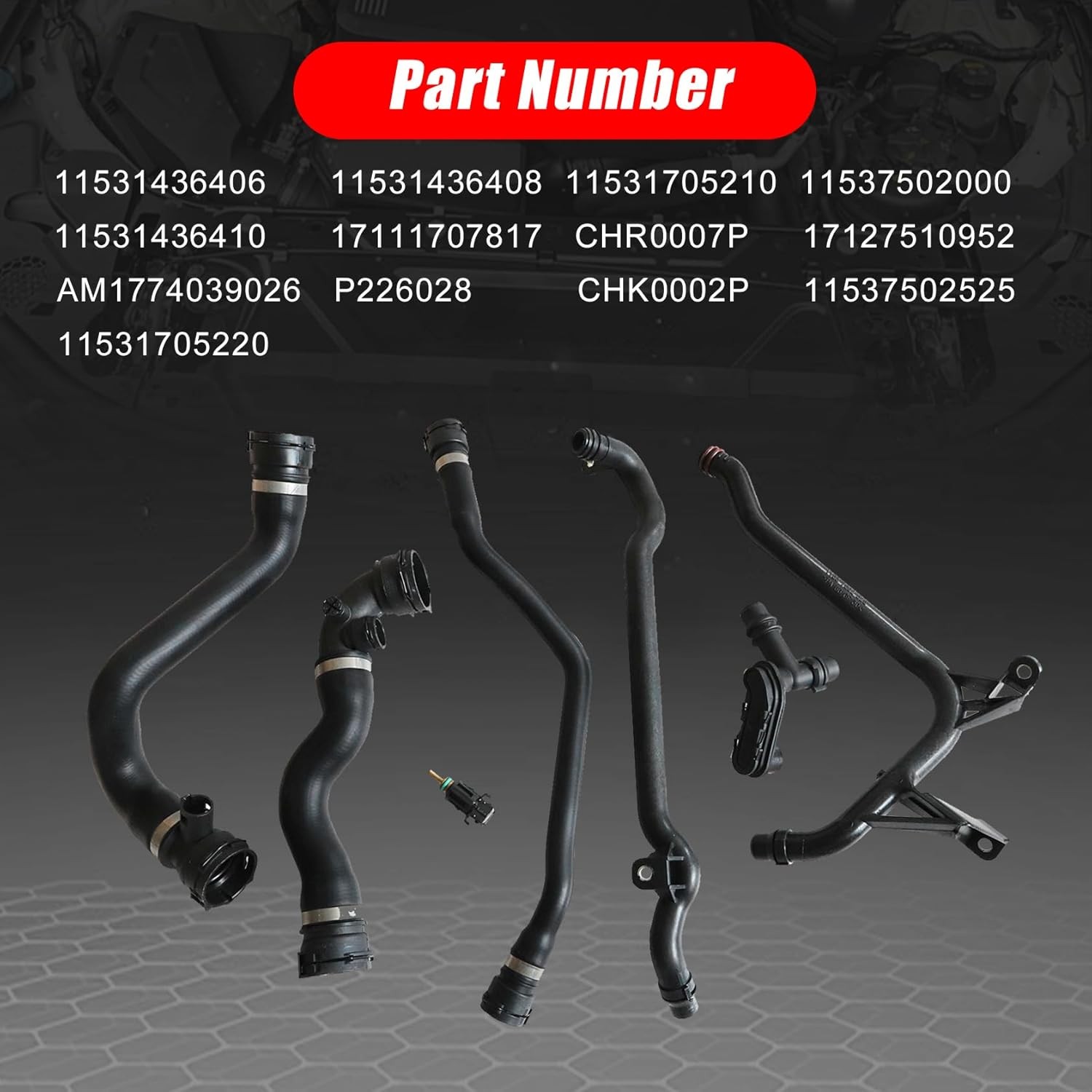 FZJDSD 7Pcs Set Expansion Tank Coolant Radiator Hose Kit Compatible with BMW