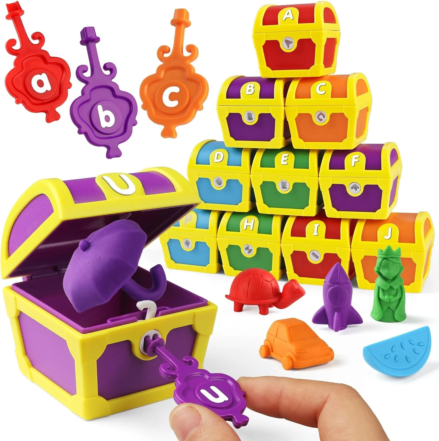 Coogam Alphabet Learning Toys for Toddlers, 26pcs Surprise Letters Treasure Lock
