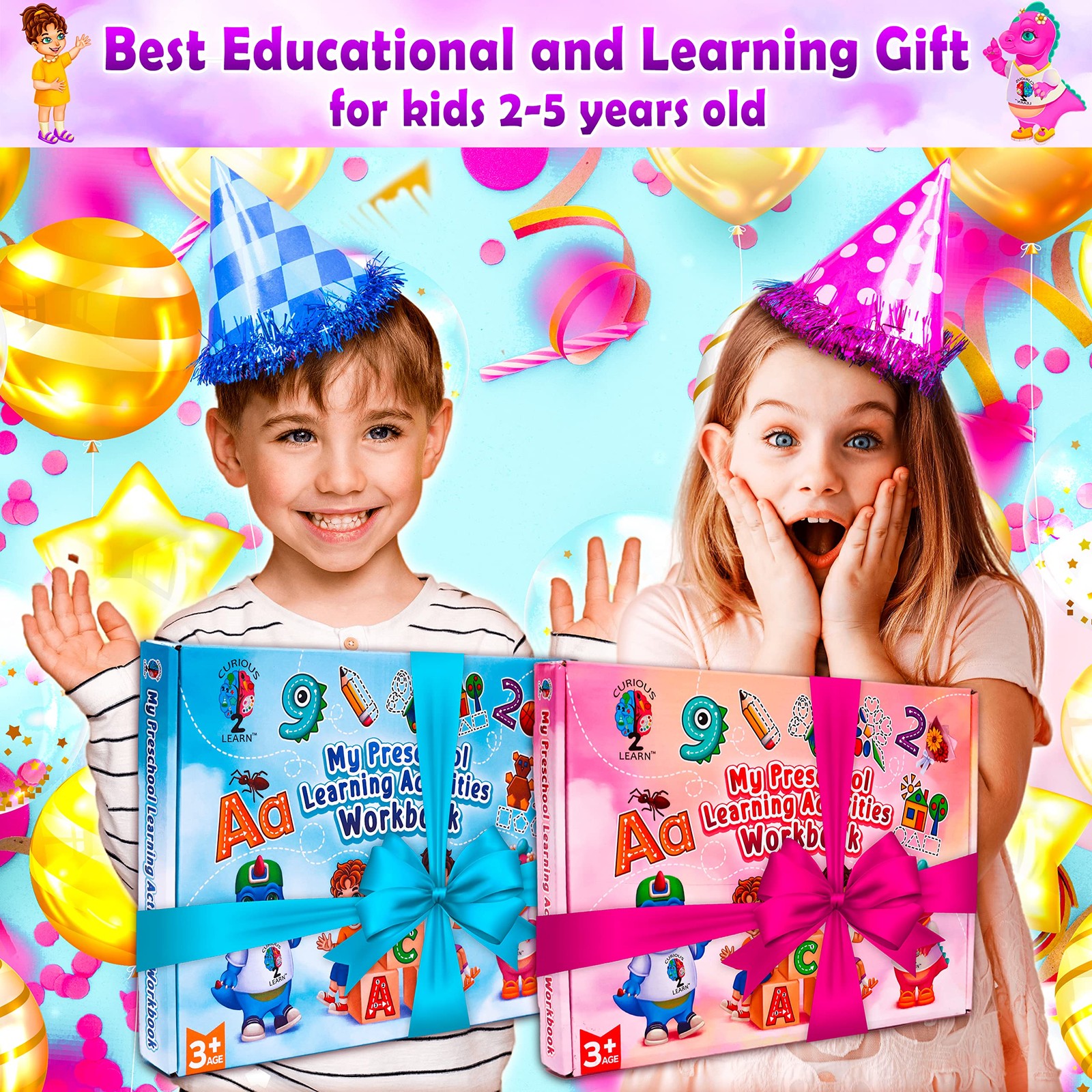 Hardcover Preschool Activity Workbook for Ages 3–5 – 32 Montessori Learning A…