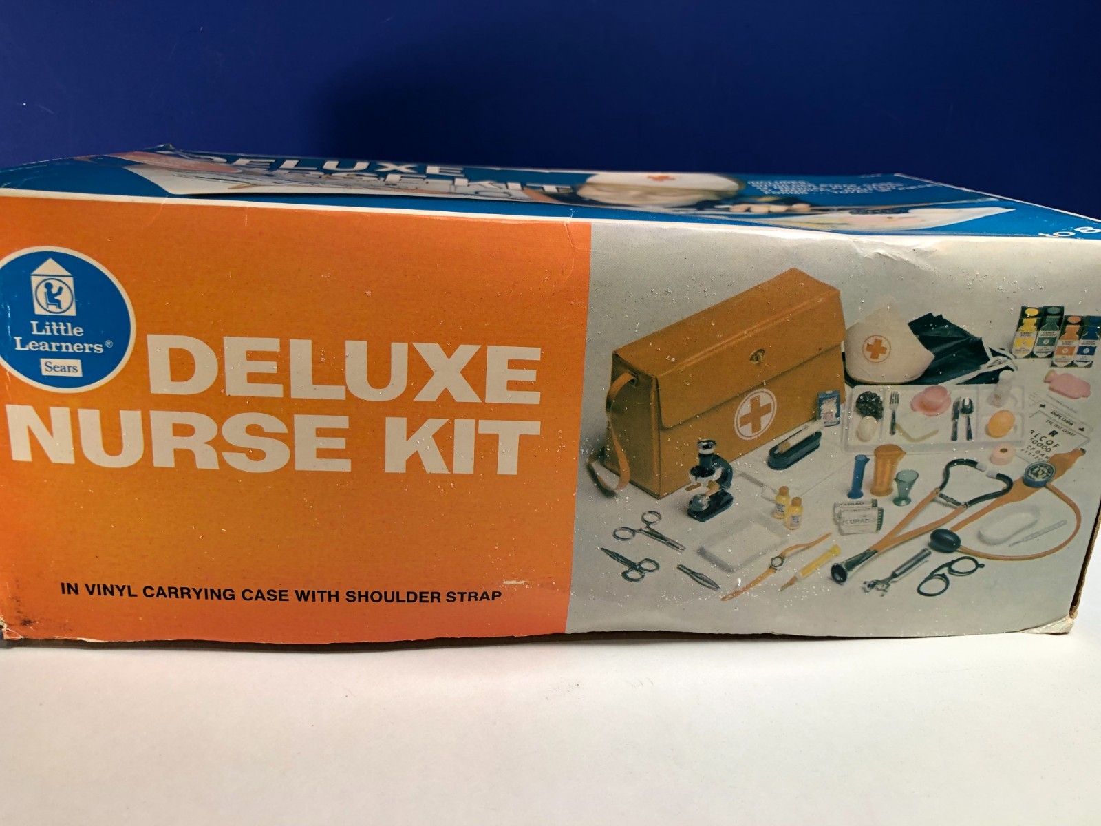 Vintage Sears Little Learners DELUXE NURSE KIT in box Shoulder case & play items