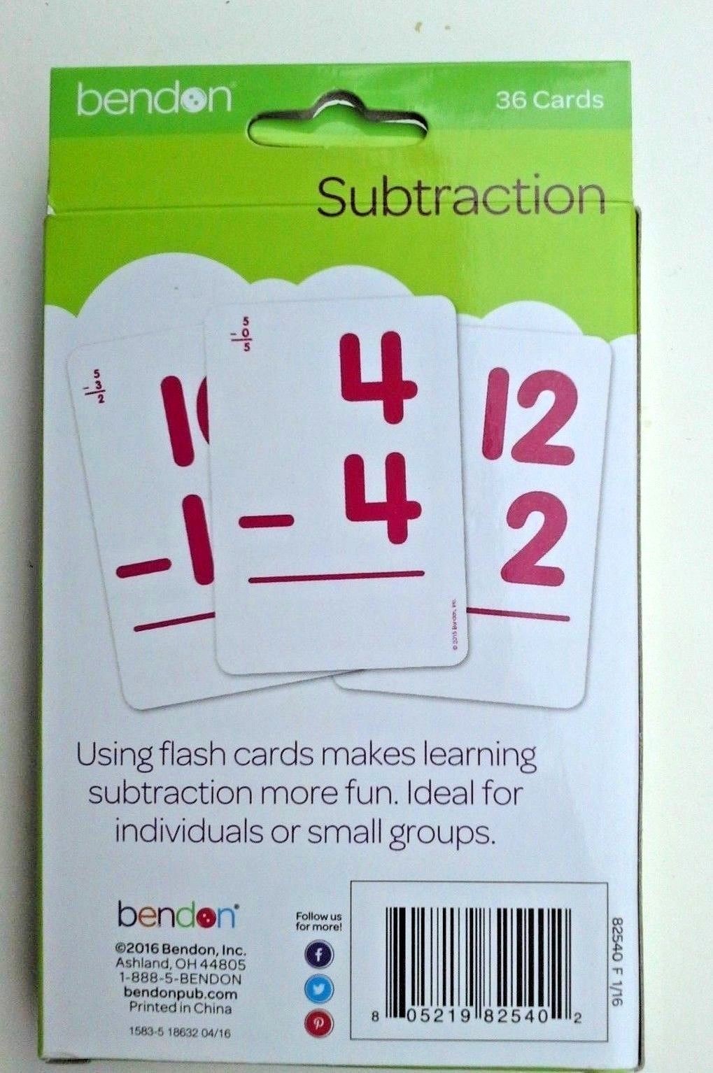 Bendon Subtraction Mathematics Flash Cards Age 5+ NEW!