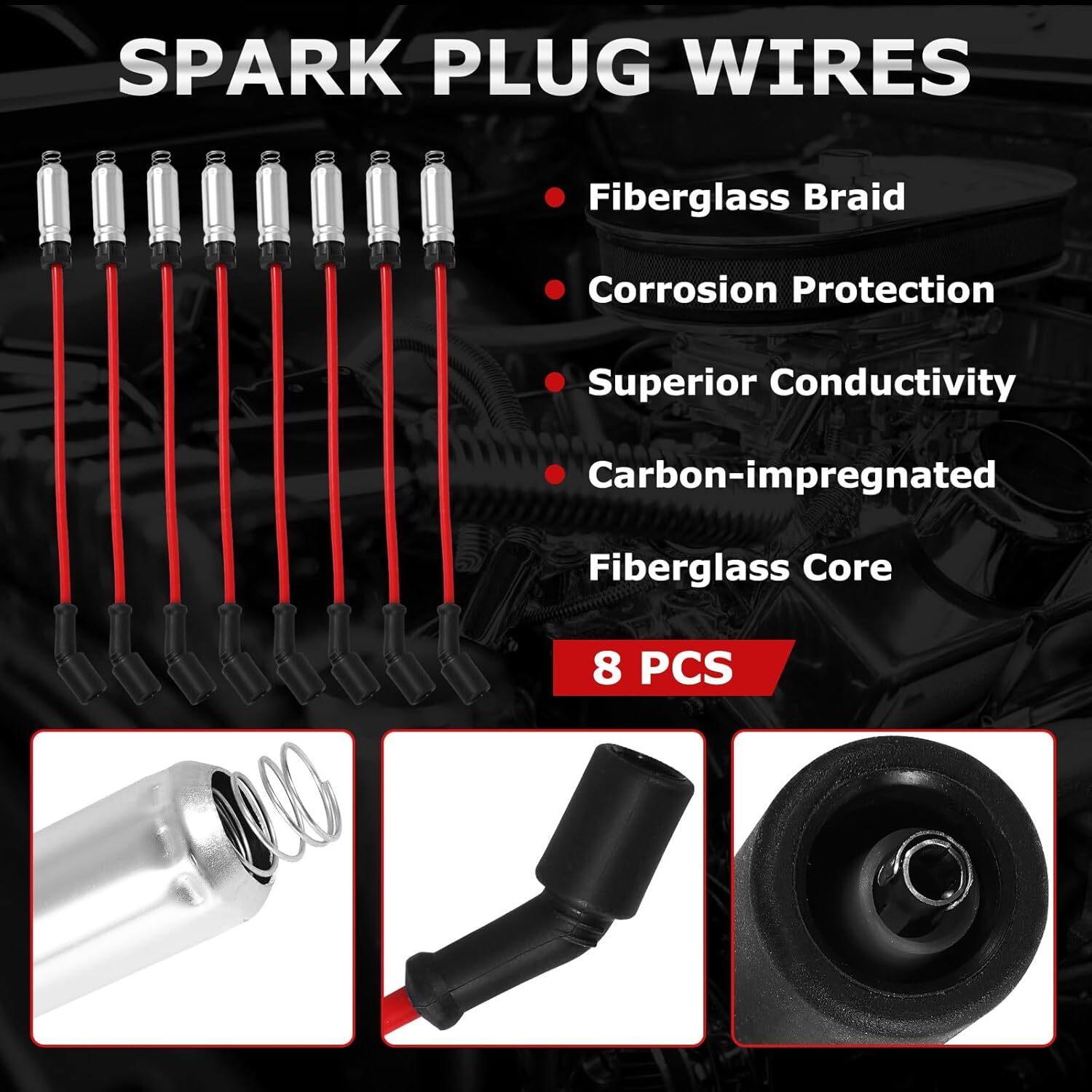 8Pcs UF271 Square Ignition Coils with 41-962 Platinum Spark Plugs & 748UU 8mm