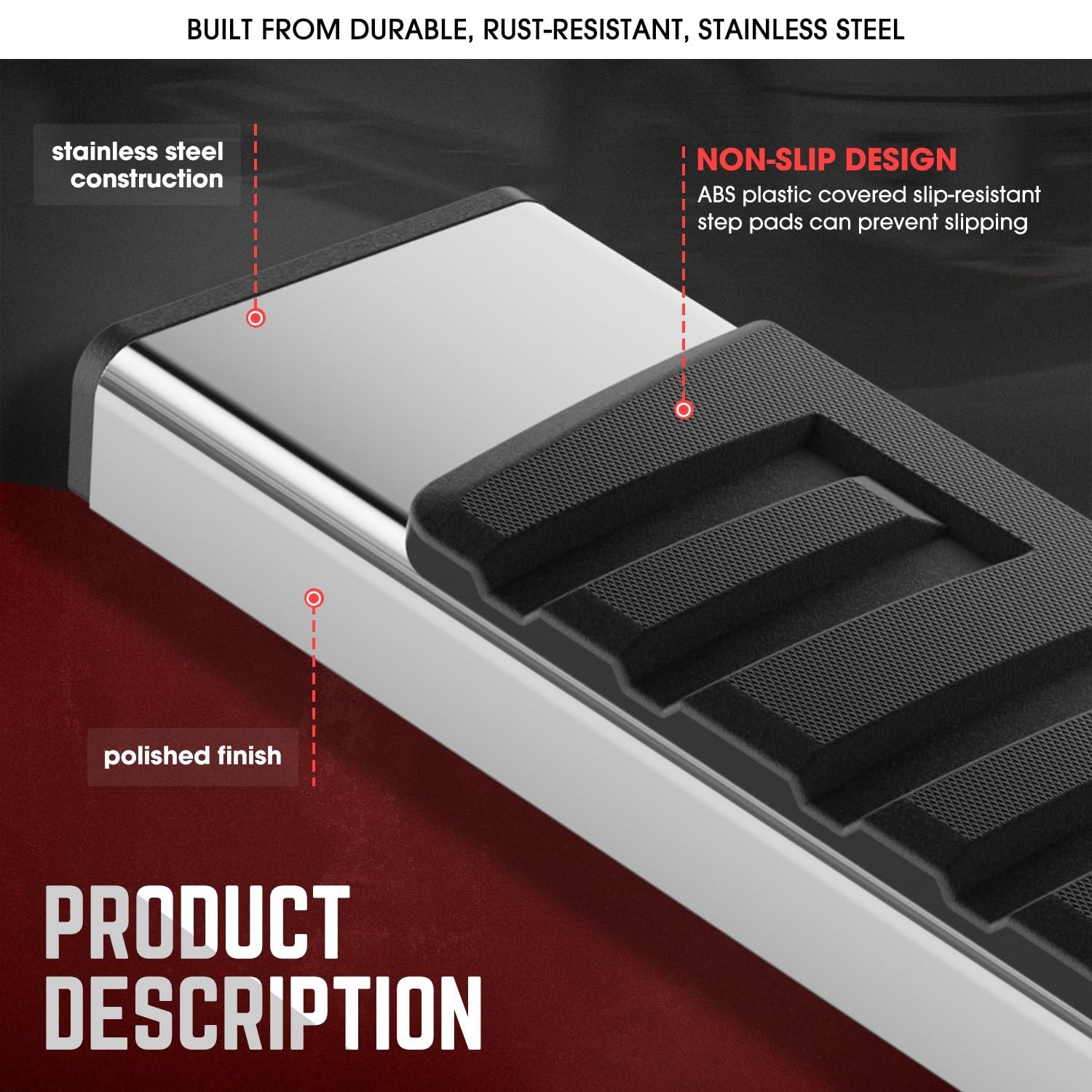 69 Inch Flat Running Boards Compatible 2007-2012 DNA Motoring Side Step Bars