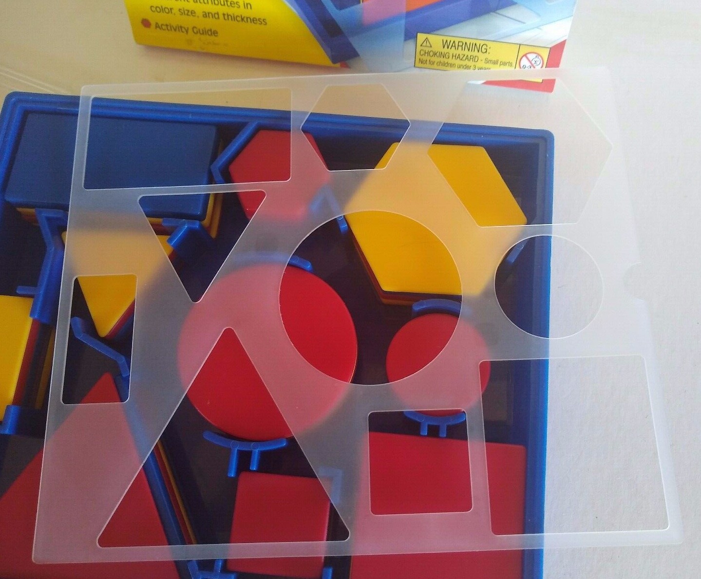 Learning Resources Attribute Blocks Desk Set 58 Pieces Tracing Template Storage
