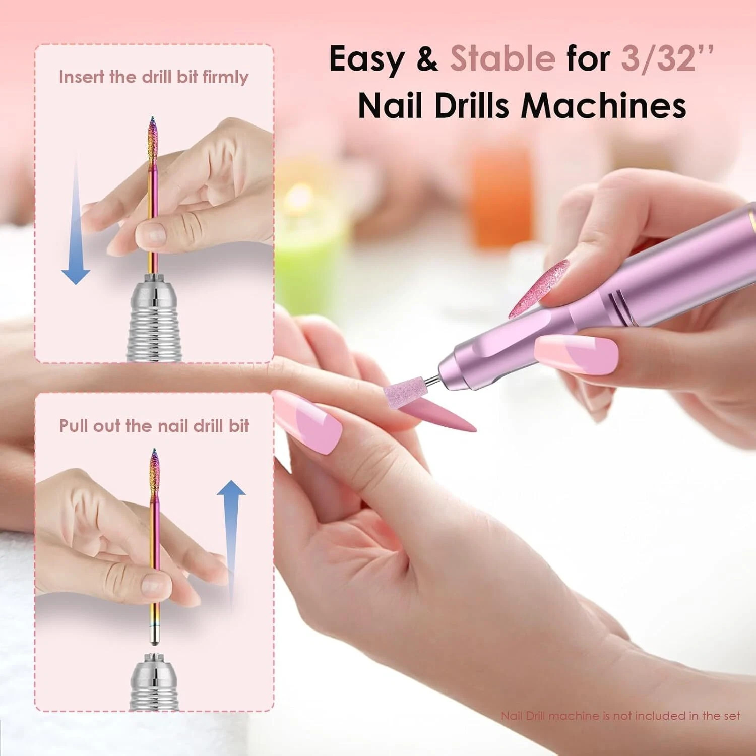 26PCS Nail Drill Bits Set with Holder Case, 3/32 inch Ceramic Safety Bits for