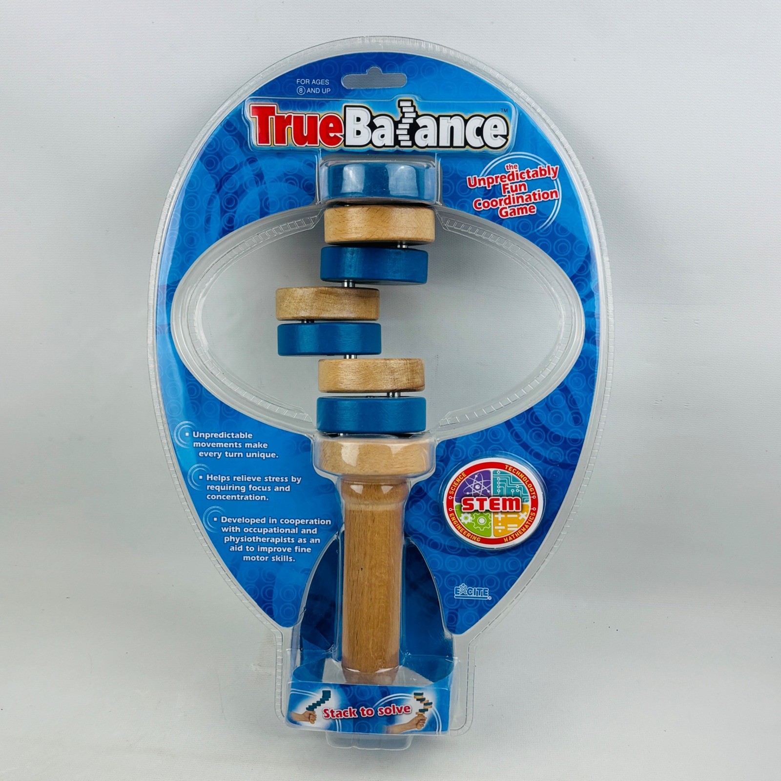 TrueBalance Coordination Game STEM Magnetic Wooden Toy Blue Natural Wood Magnets