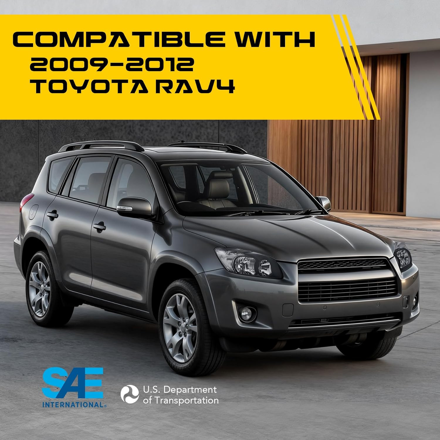 Headlight Assembly Compatible with 2009-2012 Toyota RAV4 Black W/Clear Headlamps