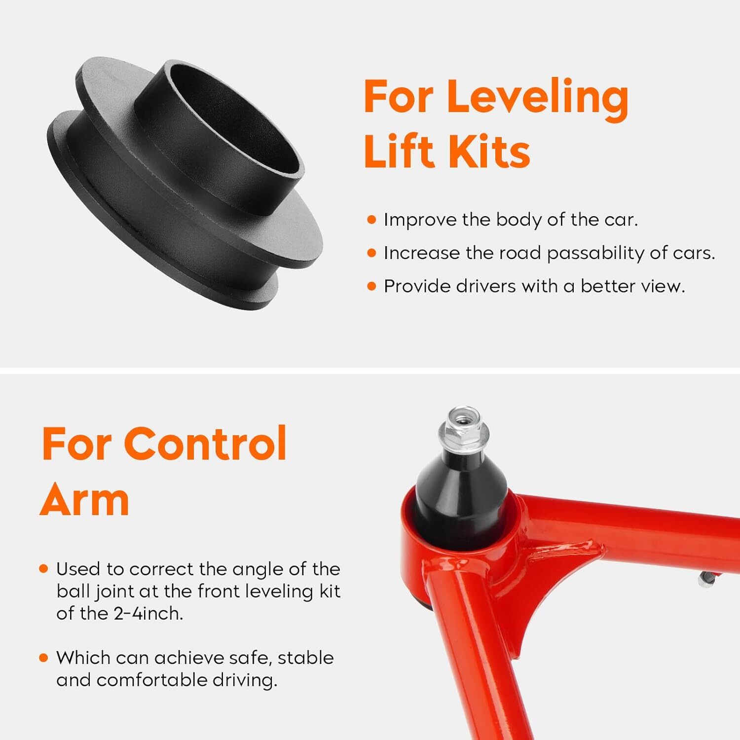 3″ Front & 2″ Rear Leveling Lift + Upper Control Arms Lift 2-4″ for Chevy