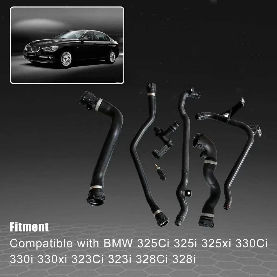 7Pcs Set Expansion Tank Coolant Radiator Hose Kit Compatible with BMW*