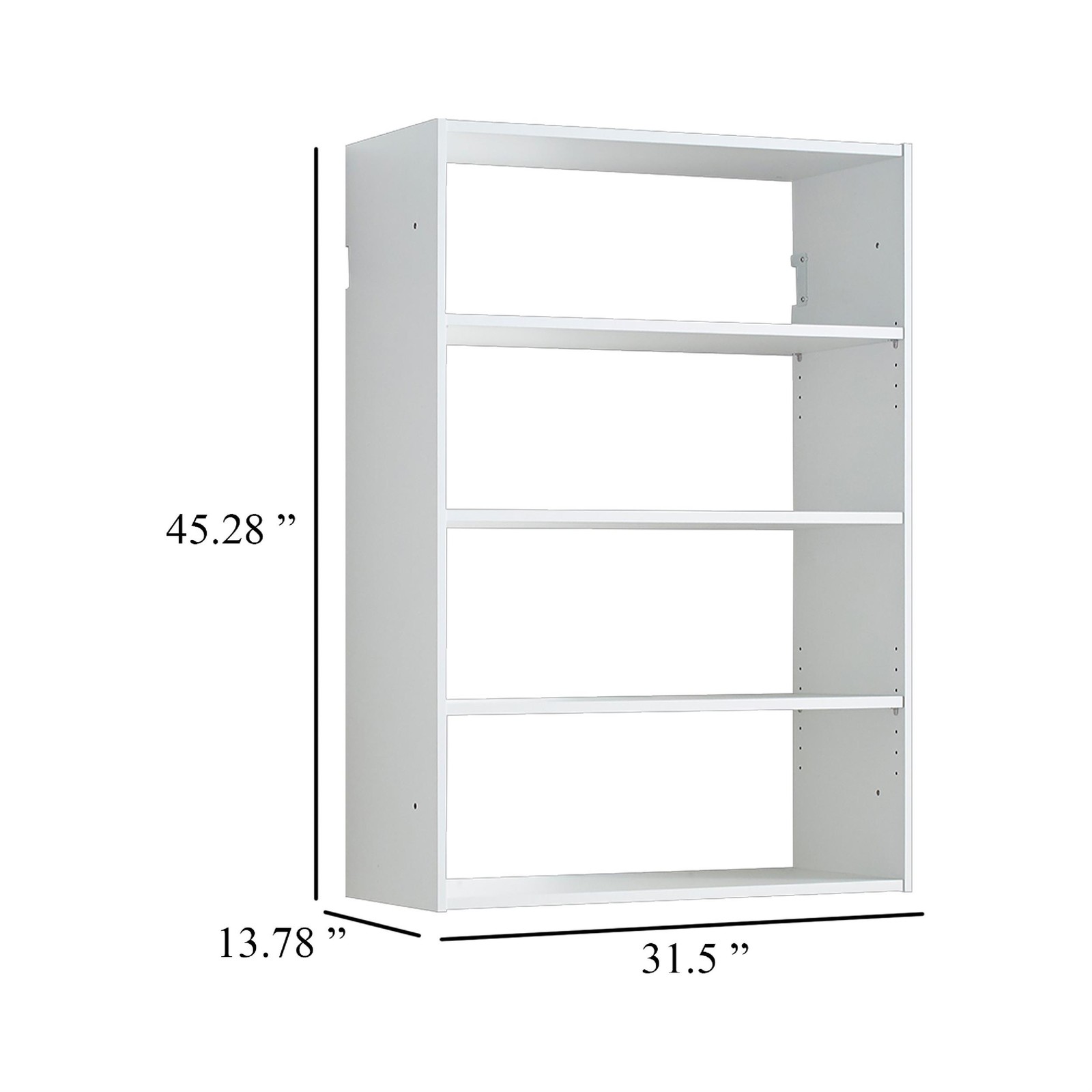 Benjara Vedz Wall Mount Adjustable Shelf- 4 Open Shelves- White Melamine