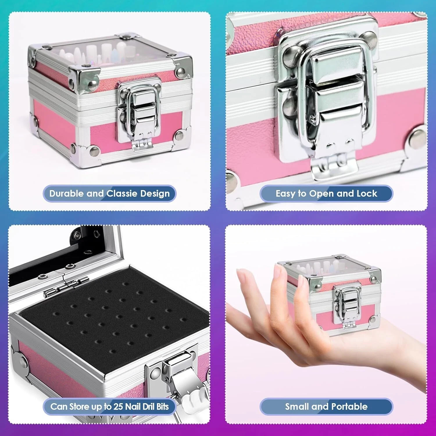 26PCS Nail Drill Bits Set with Holder Case, 3/32 inch Ceramic Safety Bits for
