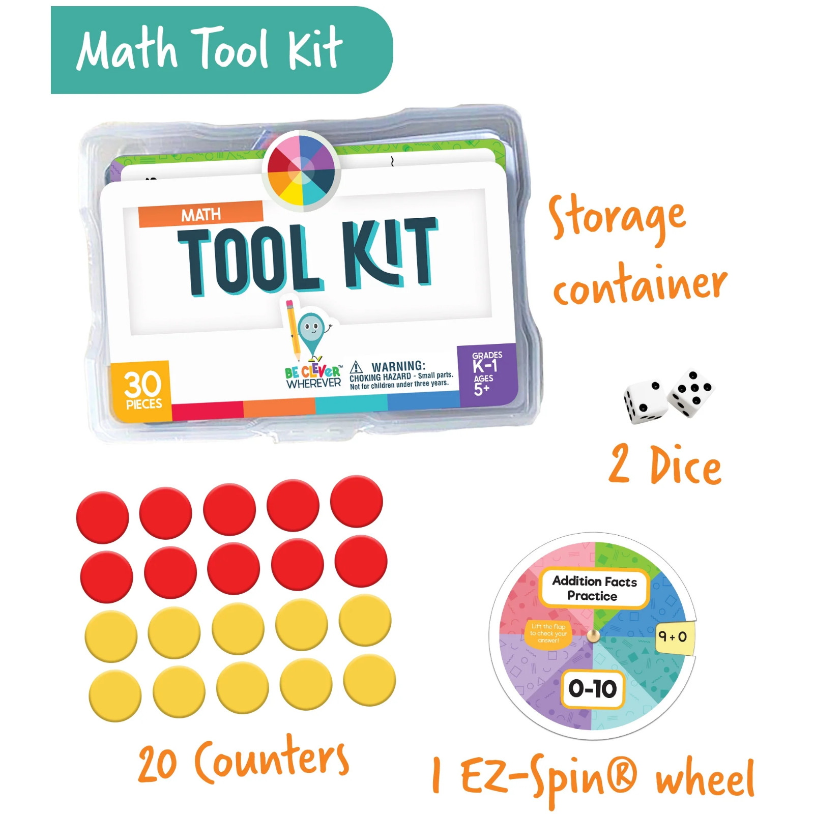 Carson Dellosa Math Tool Kit Math Manipulative (30 pieces) NEW (12D)