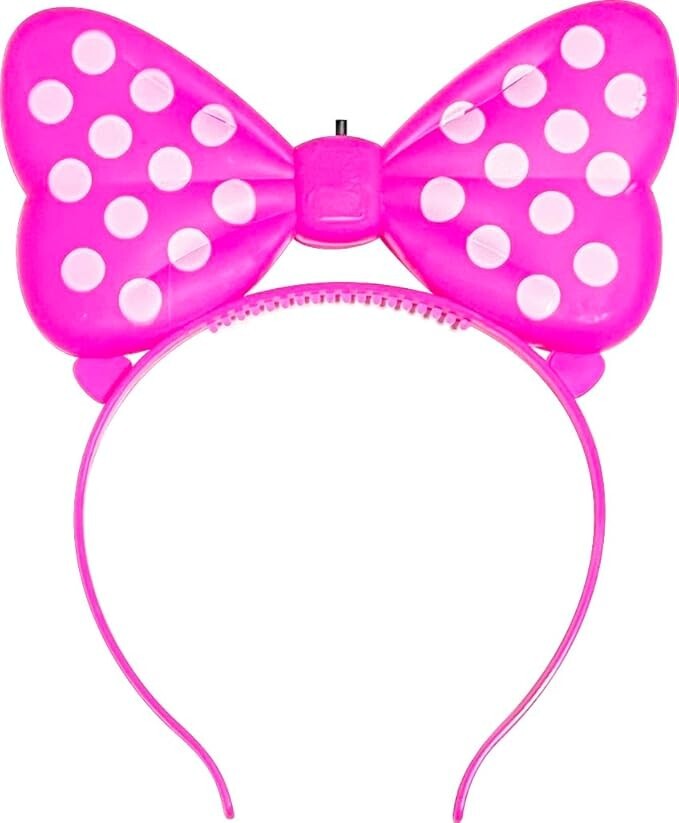 Glowing headband, polka dot ribbon, 12 pieces, 5 colors assorted, 16 x 19 cm