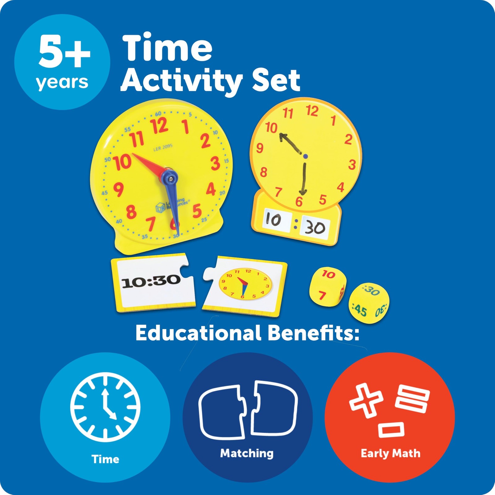 Learning Resources Time Activity Set – Kids Clock, Pack of 1, Multi