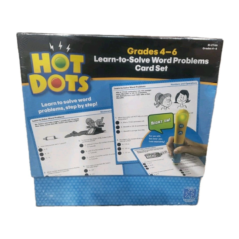 Hot Dots Learn-To-Solve Word Problems Card Set Grades 4-6 Educational Insights