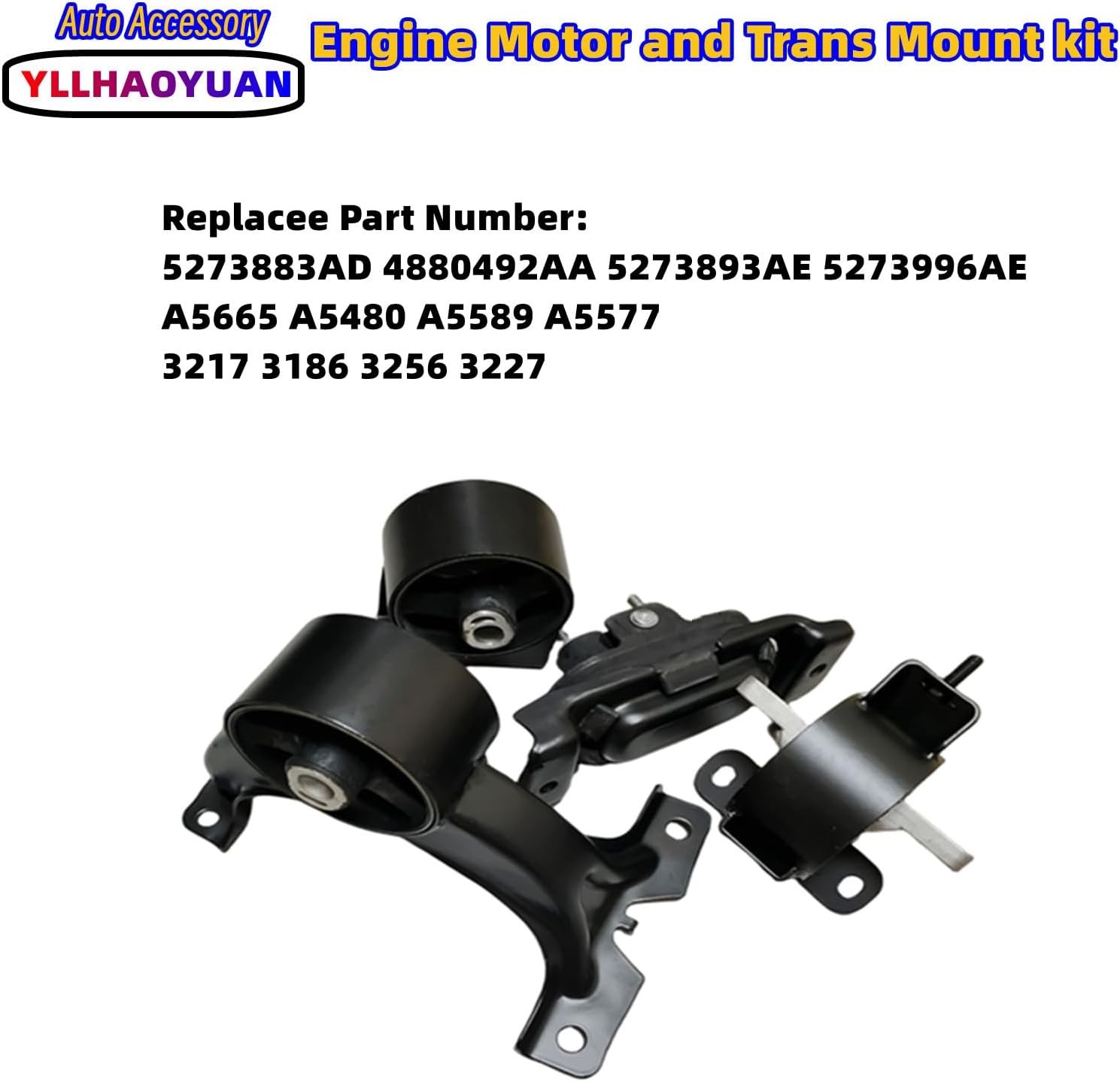 Complete Engine Motor Mount Set of 4 Compatible with 2011-2017 Grand Caravan 3.6