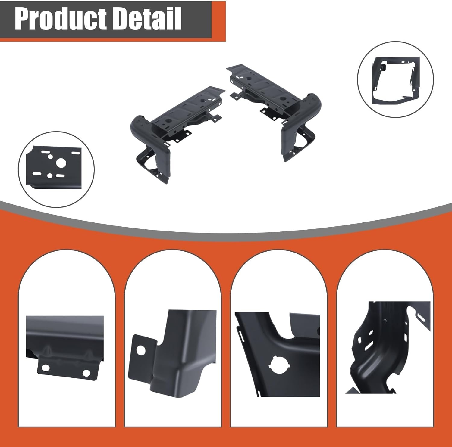 labwork Black Rear Left and Right Bumper End Bumper Face Bars with Parking