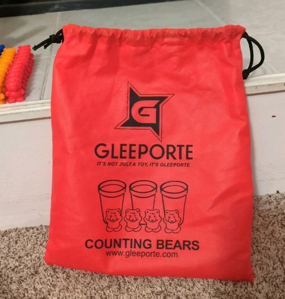 GLEEPORT COUNTING Bears with Cups, Linking Cubes,Dice, Large Tweezers And Bag