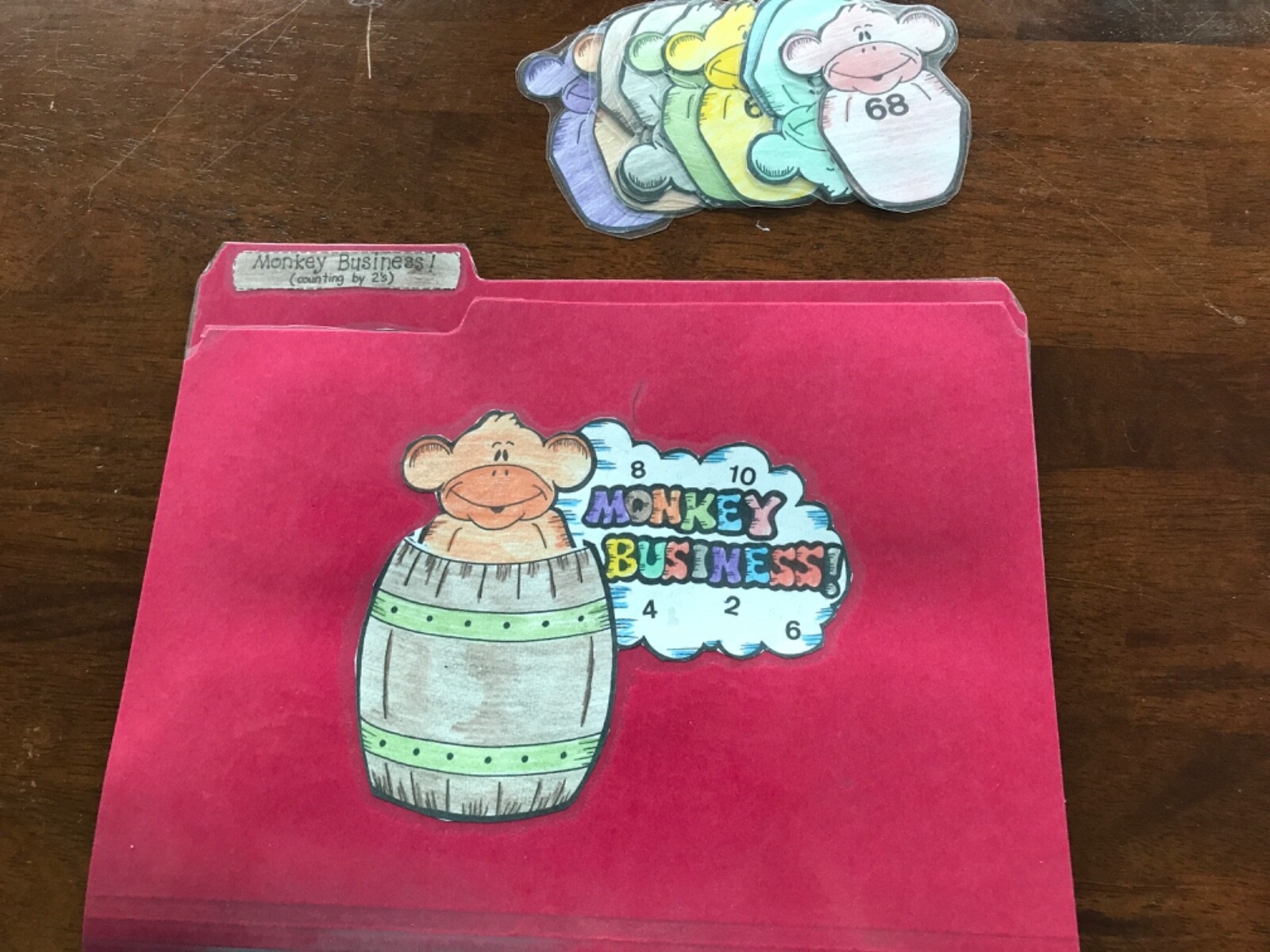 Monkey Business! Counting by 2s 1st grade math file folder game teacher