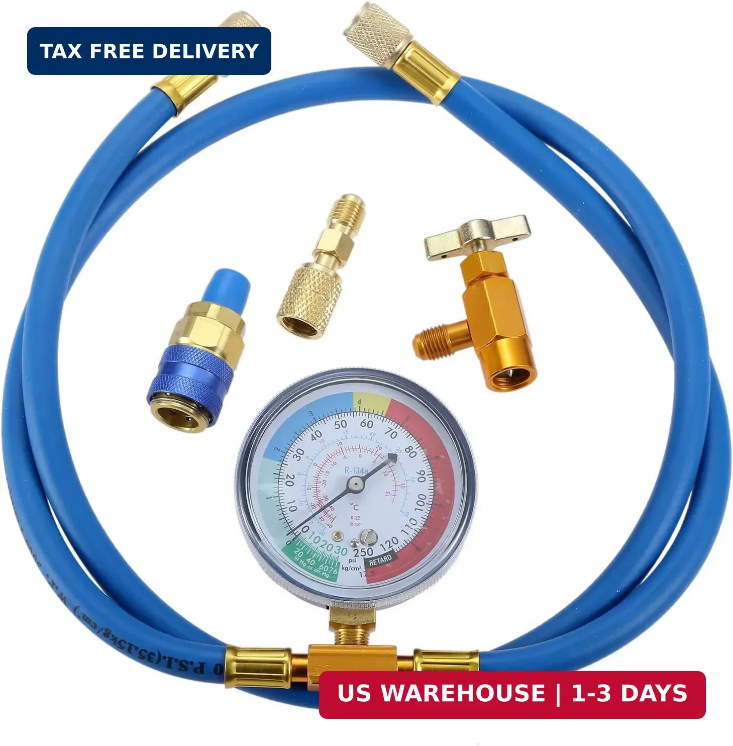 Aupoko R134A Recharge Hose Kit with Gauge, 59” AC Refrigerant Recharging Hose w