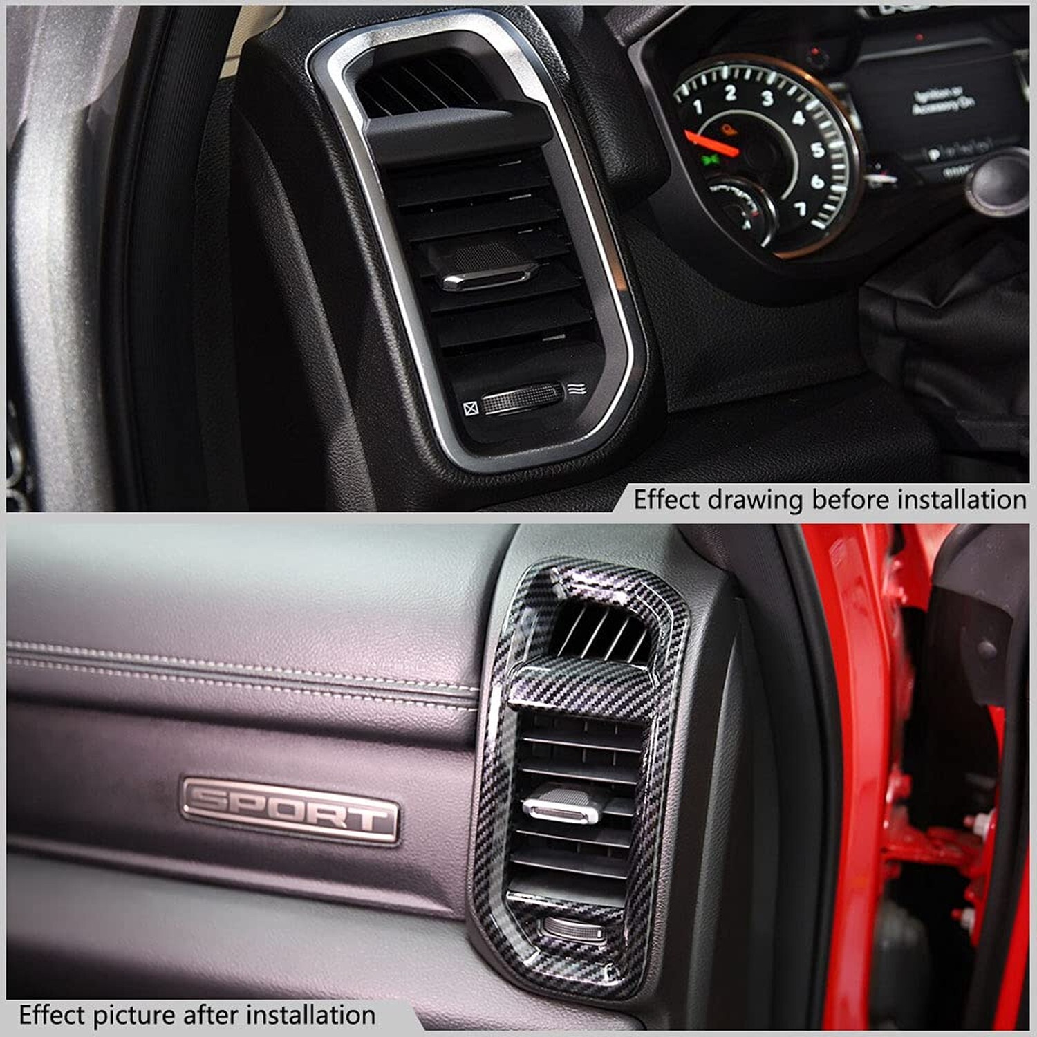 Korlot Dashboard Side A/C Vent Frame Cover Trim for Dodge RAM 1500 2500 3500 …