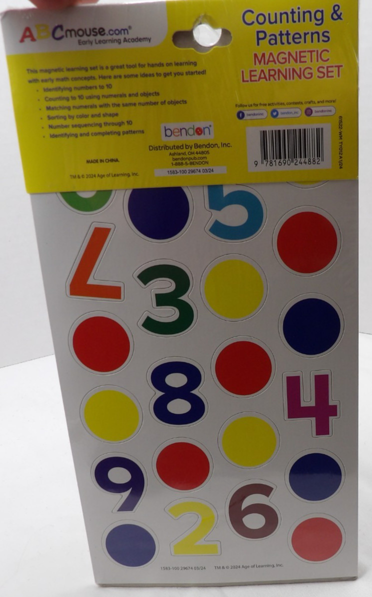 ABC Mouse Counting & Patterns Magnetic Early Learning Ages 3+ w Case NEW