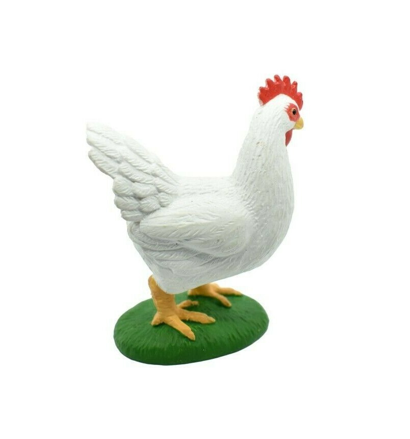 Chicken White Realistic Toy Model Plastic Replica Barn Farm Animal 2″ F7053