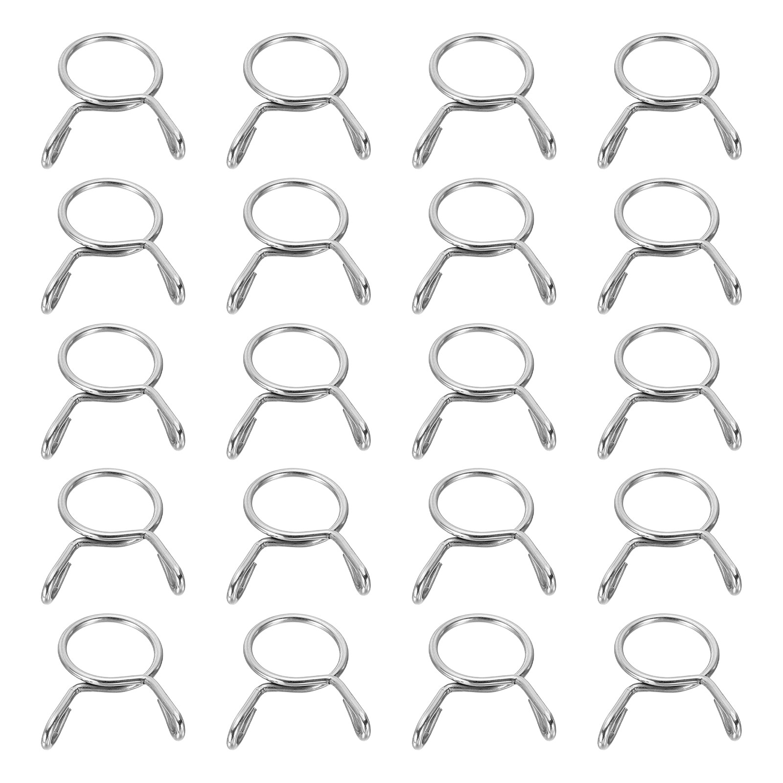 20Pcs 11mm ID 12.3mm OD Fuel Line Hose Clips Spring Clips Clamps Silver