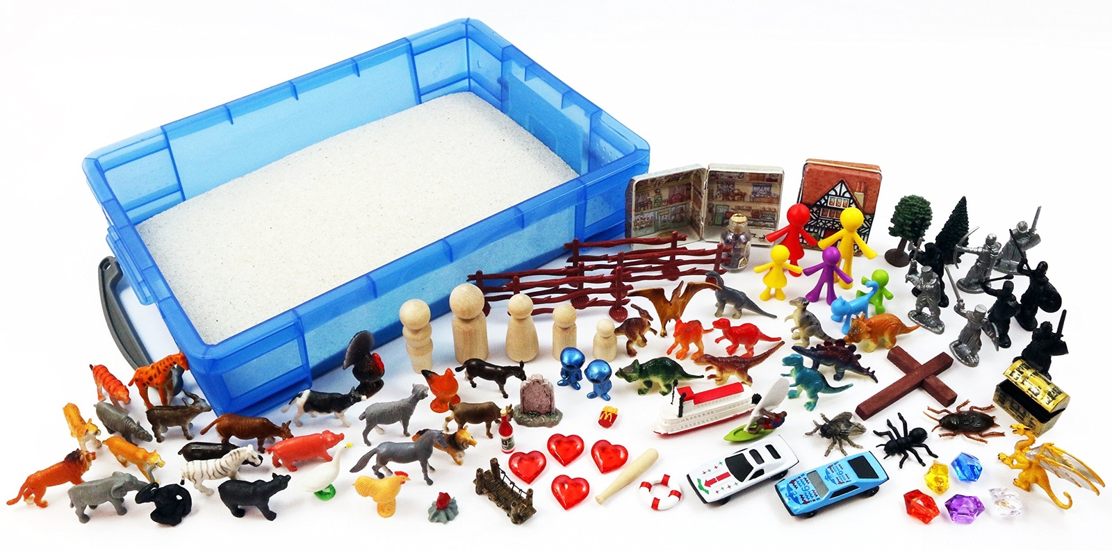 Play Therapy Sand Tray Basic Portable Starter Kit with Tray, Sand, and Miniat…