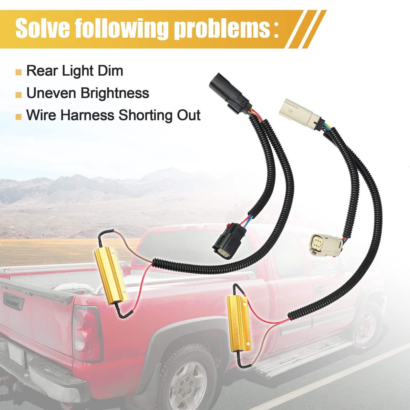 2 Pcs Tail Light Adapter for Chevrolet Silverado Black, Gold Tone