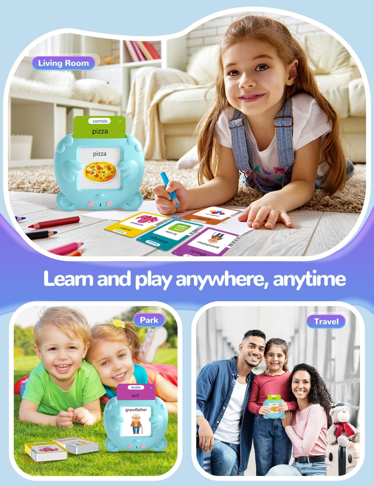 Portuguese and English Talking Flash Cards for Kids, 510 Sight Words Bilingua…