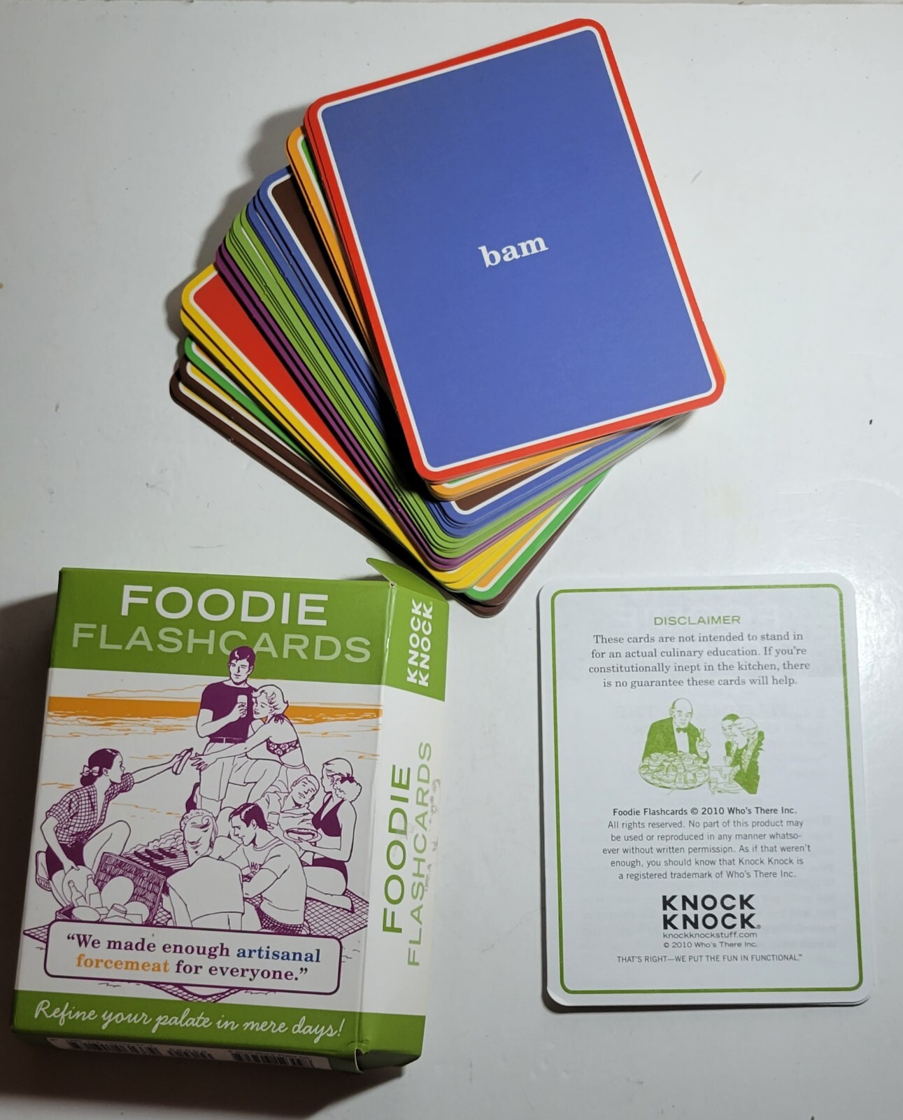 Vtg Rare 2010 FOODIE FLASHCARDS learning games Bona Fine Foodie KNOCK KNOCK