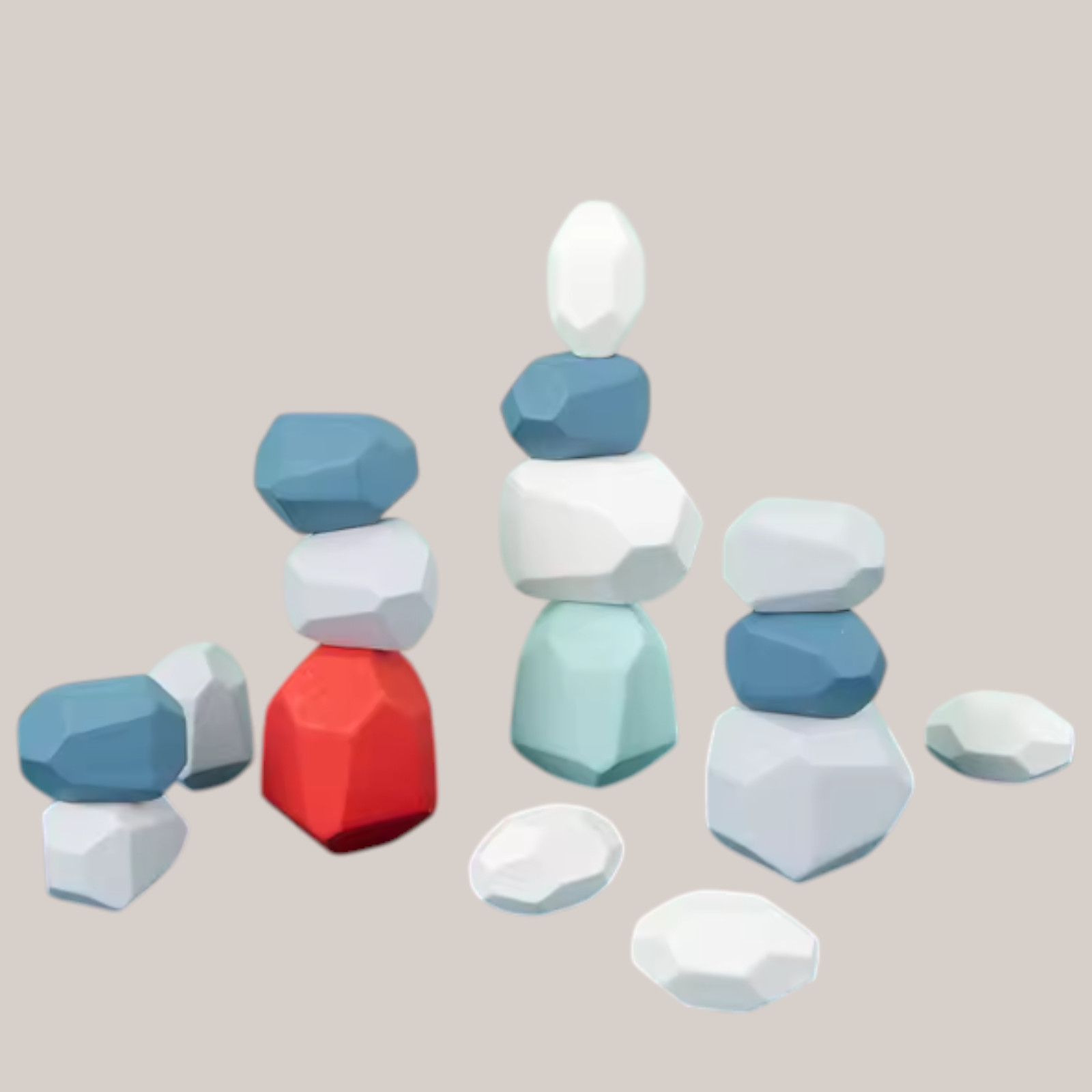 Wooden Sorting Stacking Rocks Sensory Learning Toys for Kids 21pcs A