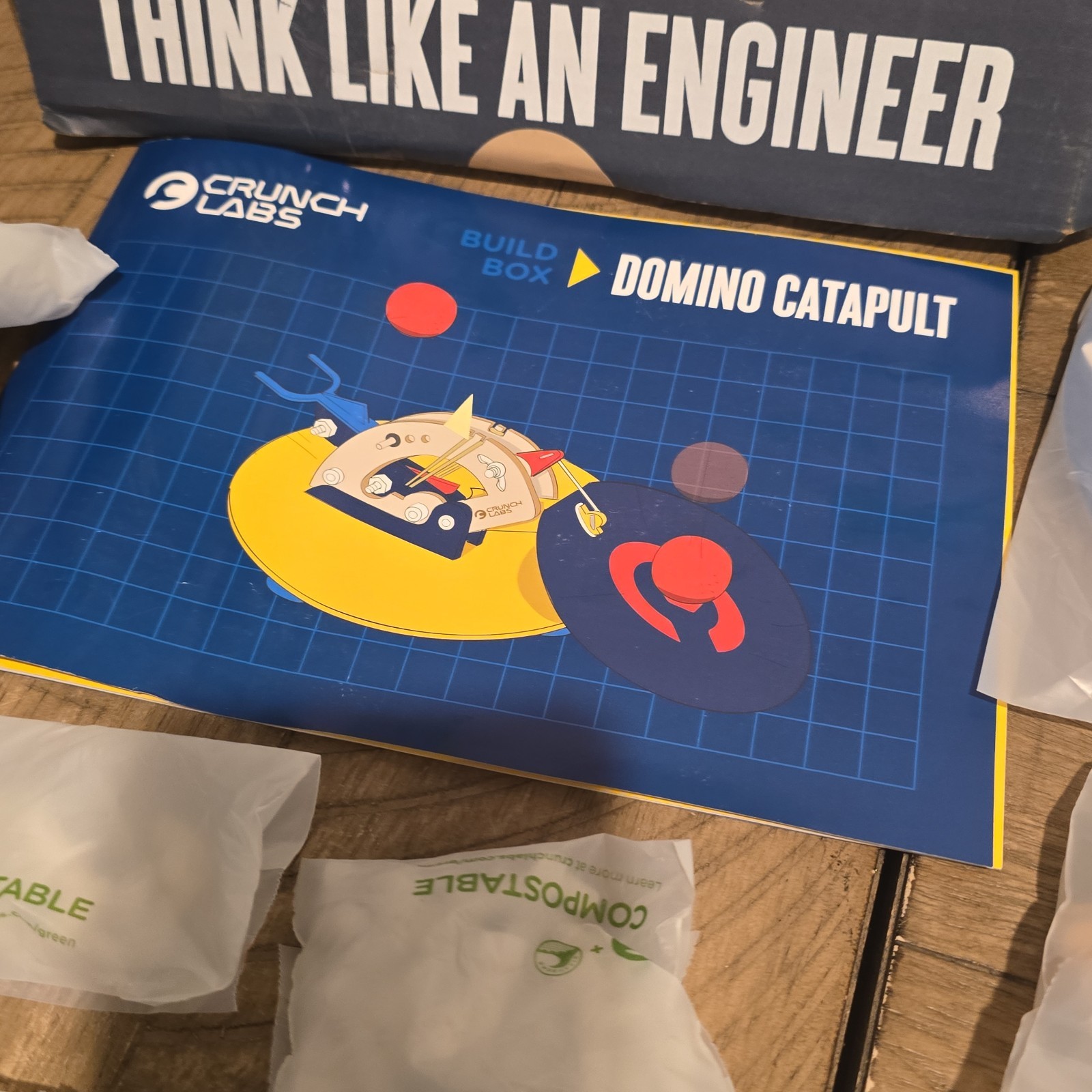 -Open Box- Crunch Labs By Mark Rober Domino Catapult Build Box