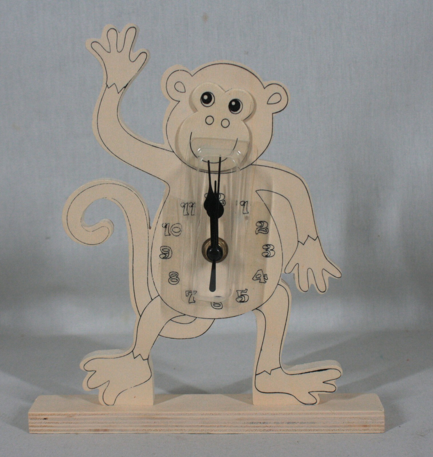 RARE! IKEA NATURAL FINISH PLYWOOD MONKEY CLOCK BATTERY OPERATED 8 1/2″ TALL