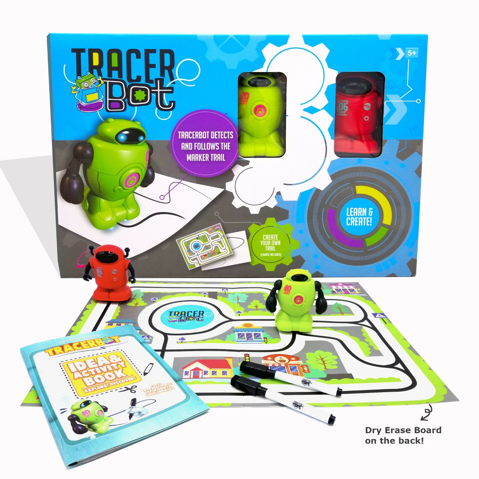 TracerBot Set (2 Robots Set) – STEM Mini Inductive Robots Follow the Black Line
