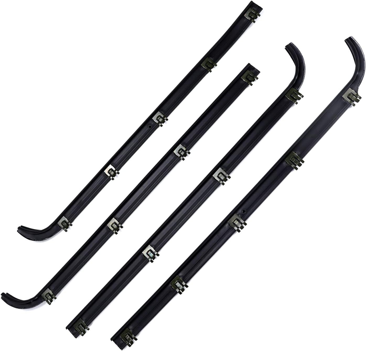 Front Inner & Outer Car Window Sweep Felt Trim Seal Weatherstrip Kit Replacement