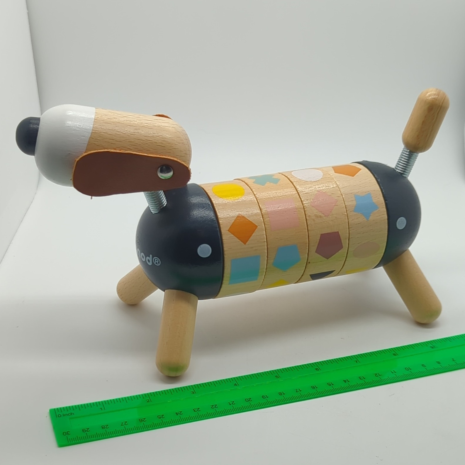 Janod Wooden Dog Pull Toy Shape Sorter, Multicolor, Ages 1-3 Kids